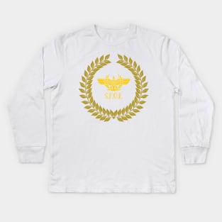 In this picture we see a laurel wreath inside which is a golden eagle, the symbol of the Roman Empire. Kids Long Sleeve T-Shirt